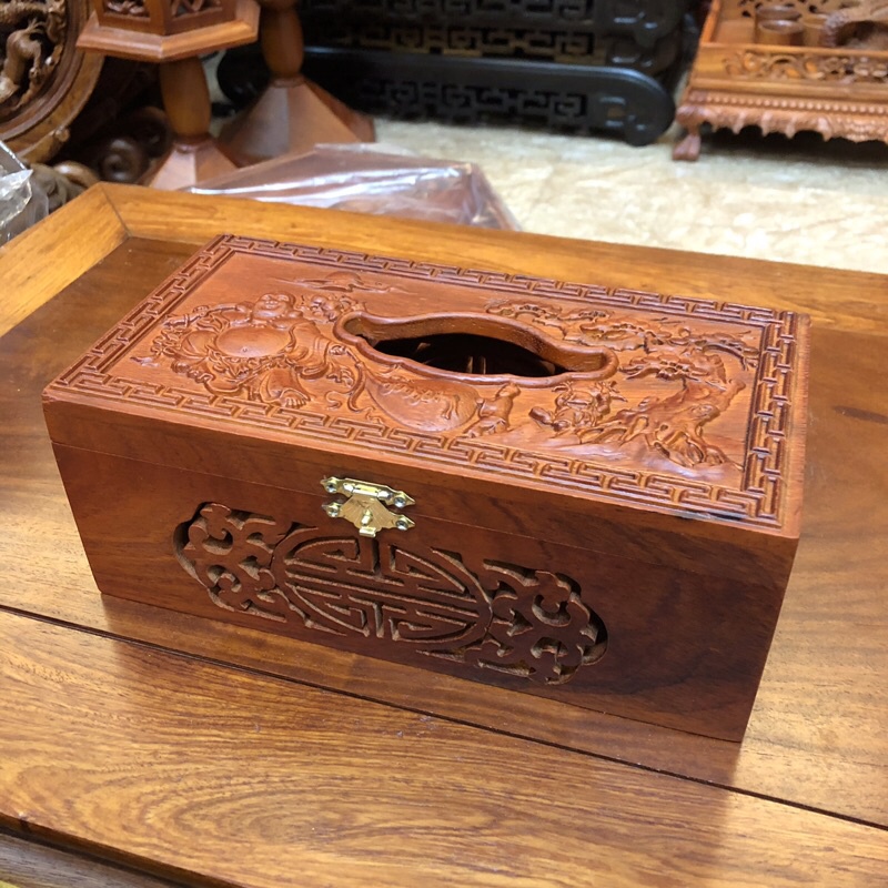 Hộp đựng khăn giấy ăn gỗ hương hình chữ nhật kích thước 23*12