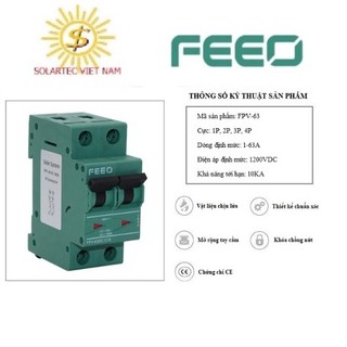 Aptomat DC 2p 800v 20A  hãng FEEO chuyên dùng cho hệ thống điện Năng lượng mặt trời