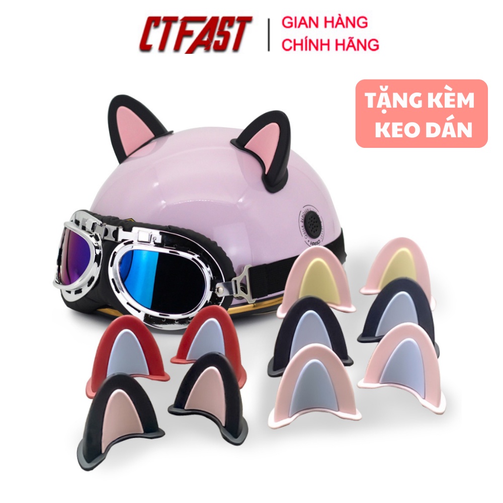 Tai mèo CTFAST gắn mũ bảo hiểm (1 cặp), siêu cấp dễ thương, phiên bản 2 màu mới, siêu độc lạ