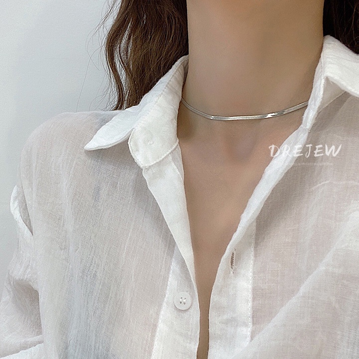 Ảnh DREJEW Vòng Cổ Dây Xích Bằng Thép Titan Kiểu Dáng Đơn Giản Thời Trang Cho Nữ 3