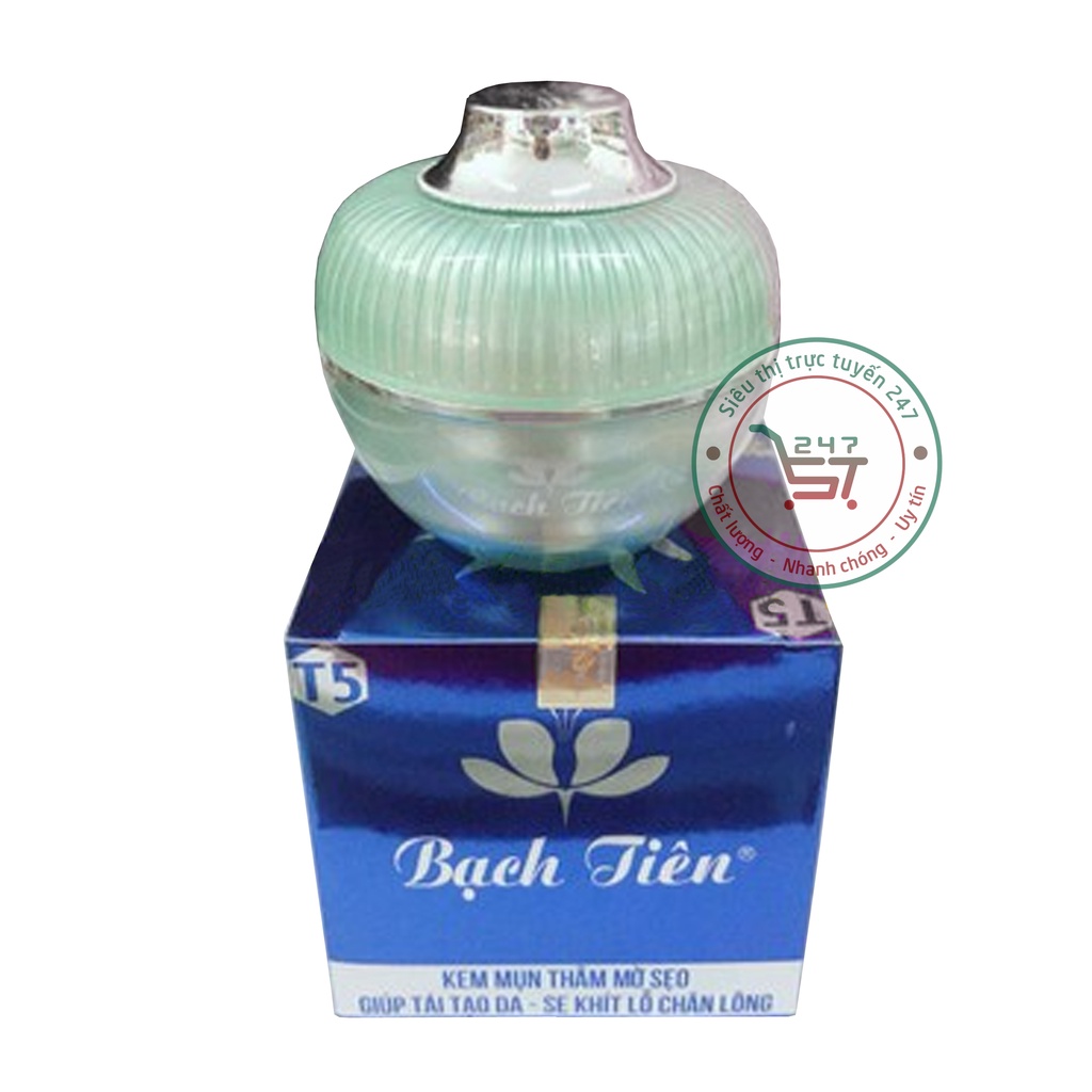 Kem Mụn Trắng da Mờ sẹo Thâm Tái tạo da Se khít lỗ chân lông Bạch Tiên 8g 13g (xanh dương-trắng)