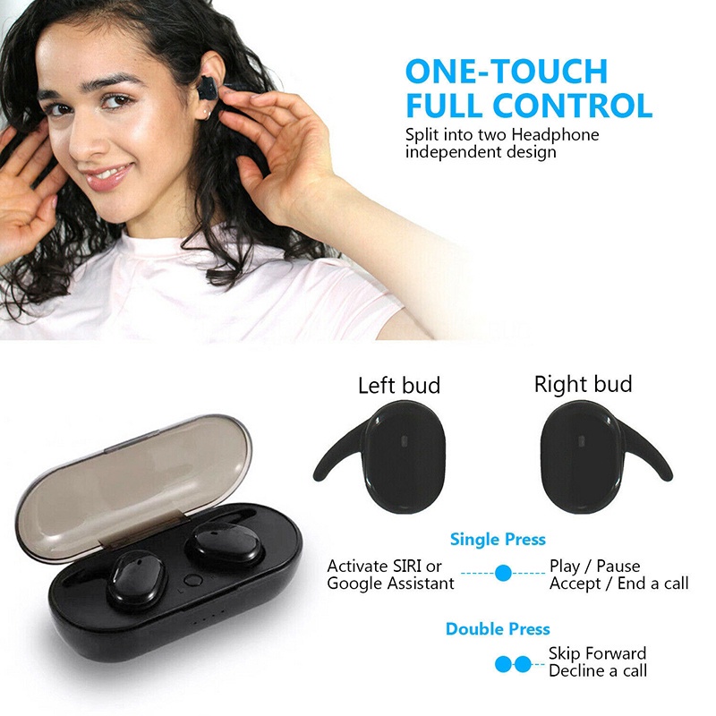 Tai Nghe Bluetooth 5.0 TWS 9D Âm Thanh Nổi Kèm Mic Fon Telinga TWS Y30