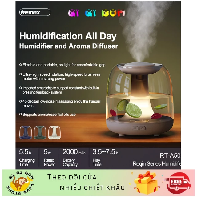 GiGiBomstore Máy phun sương và xông tinh dầu Dung tích lớn 1.2L Máy Xông Tinh Dầu ，Khuếch Tán Dầu Phun ，Điều Khiển Bù Ẩm