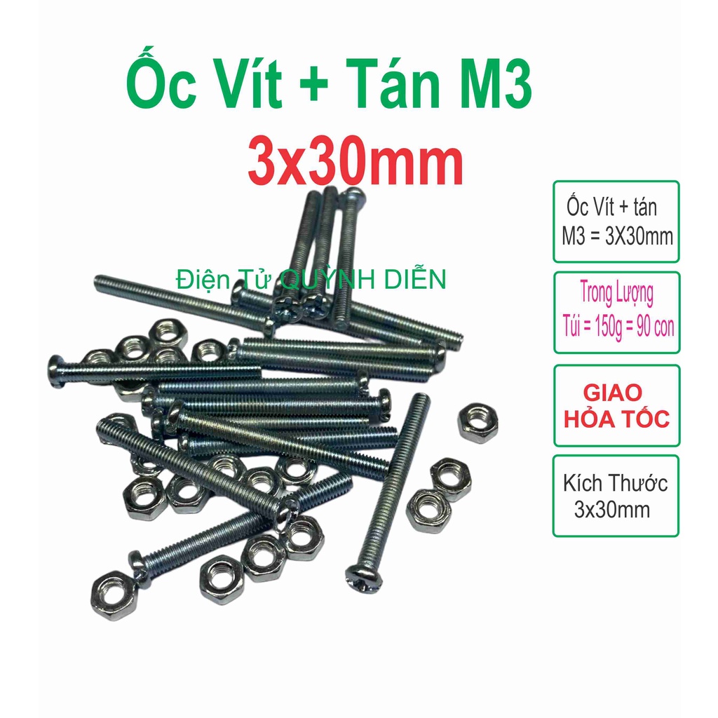 Ốc vít tán M3 3ly dài 3cm ( túi 150g = khoảng 90- 100 con) - linh kiện ...