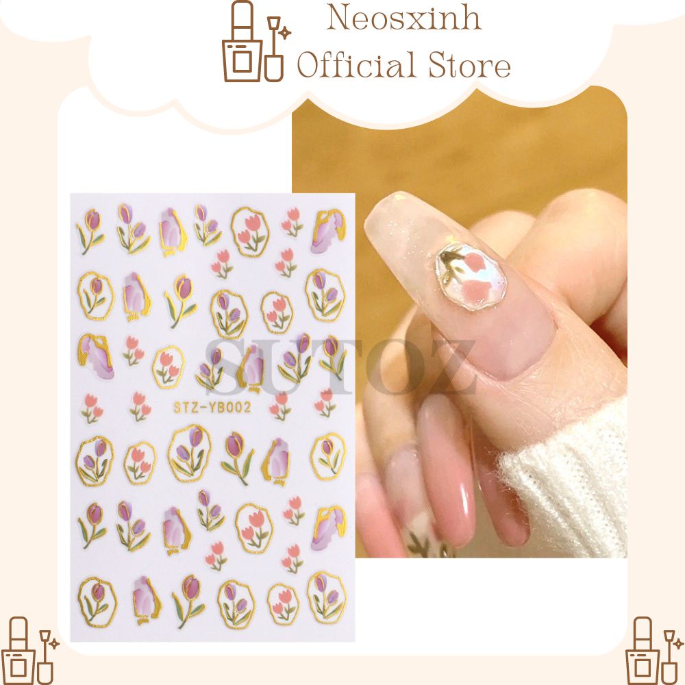 Sticker Dán Móng Tay Hoa Tulip Viền Tròn Sang Chảnh Trend - Hình Dán ...