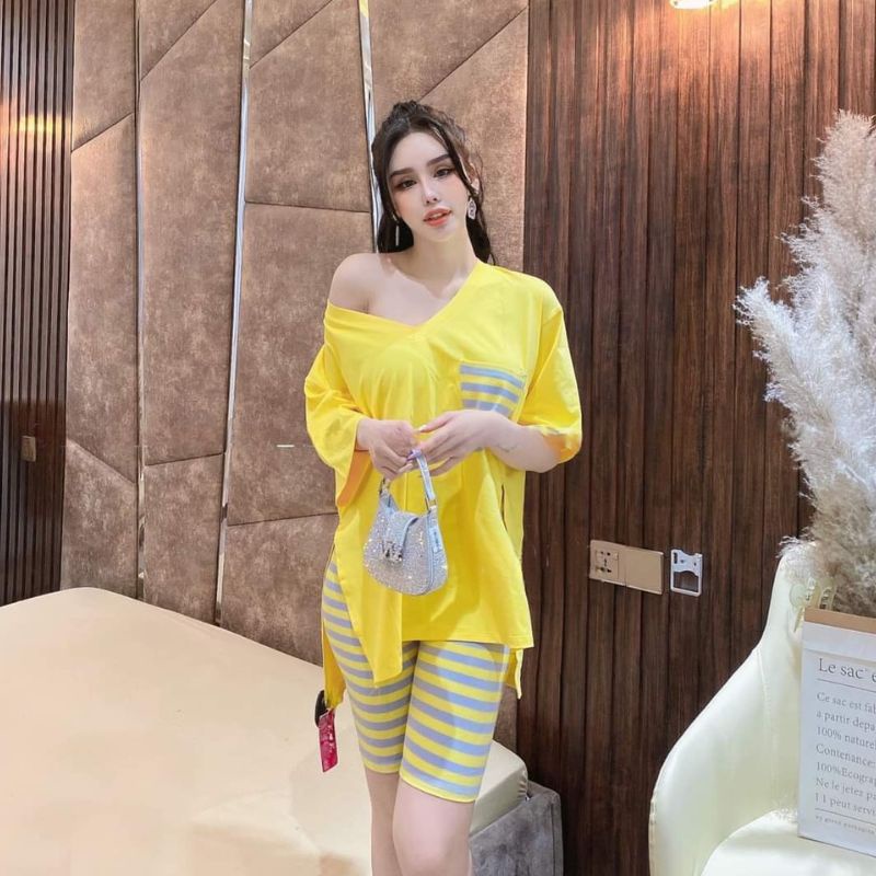 Đồ Bộ Nữ Eshop Đồ Bộ Mặc Nhà Nữ Bigsize Quần Lửng Ngố Thun Gân Thể Thao Trung Niên Đẹp Dễ Thương Đi Chơi Ngủ Cute Db51