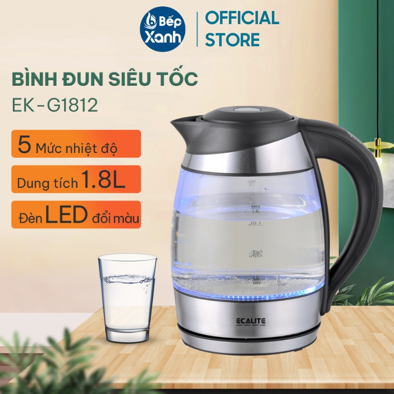 Ảnh Bình Đun Siêu Tốc Ecalite EK-G1812 (1.8L) - Đèn LED Đổi Màu 1