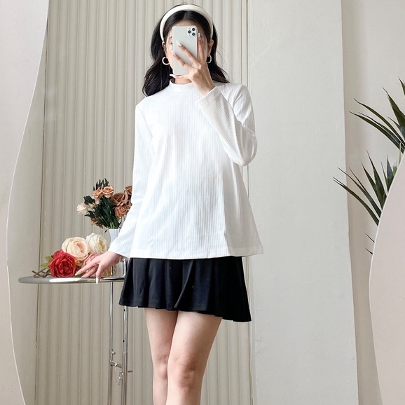 MEDYLA – Áo len giữ nhiệt cho bầu len tăm co dãn cổ 3 phân cực xinh – ASM143