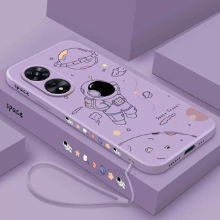 ốp lưng oppo a17 oppo a97 5g Ốp Điện Thoại Silicone TPU In Hình Phi Hành Gia Kèm Dây Đeo Cho oppo a17 oppo a97 5g