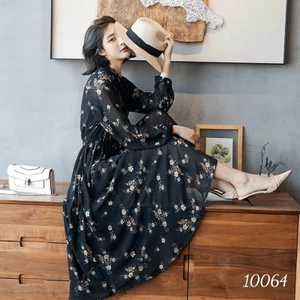 ĐẦM VOAN TAY DÀI FORM DÀI - HỌA TIẾT HOA ĐỘC ĐÁO THỜI TRANG NỮ SANG TRỌNG TÔN DÁNG CHO CÁC NÀNG HIYU STORE