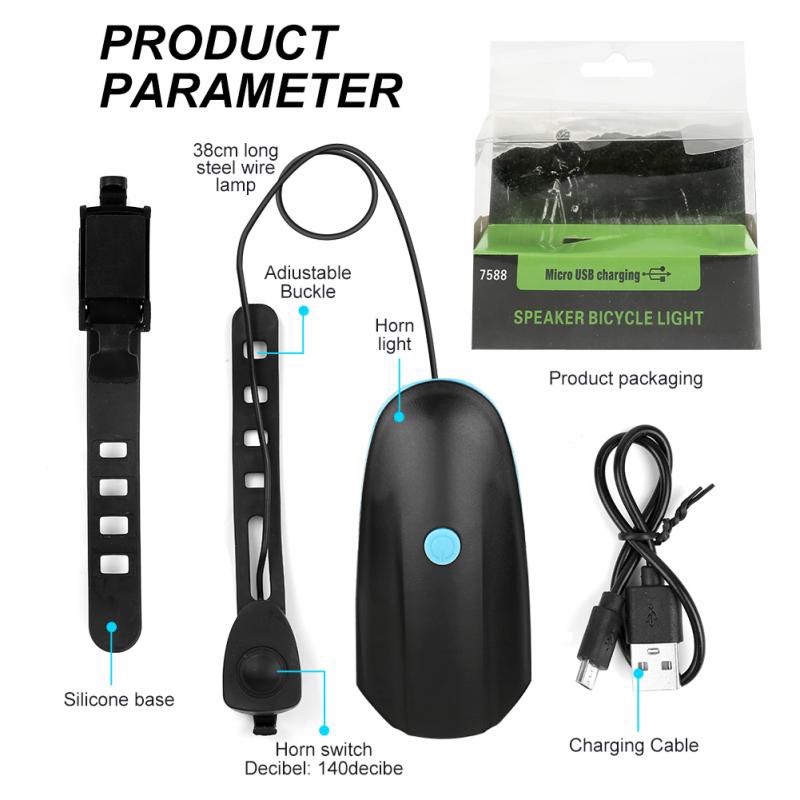 LOAI SẠC Đèn xe đạp siêu sáng có còi sạc usb chống nước 7588,đèn led xe đạp thể thao,T6 loại caocấp