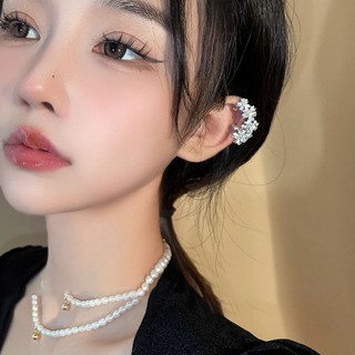 Bông Tai Kẹp Hình Hoa Đính Đá Thời Trang Thu Đông Phong Cách Mới Không Cần Xỏ Lỗ Tai
