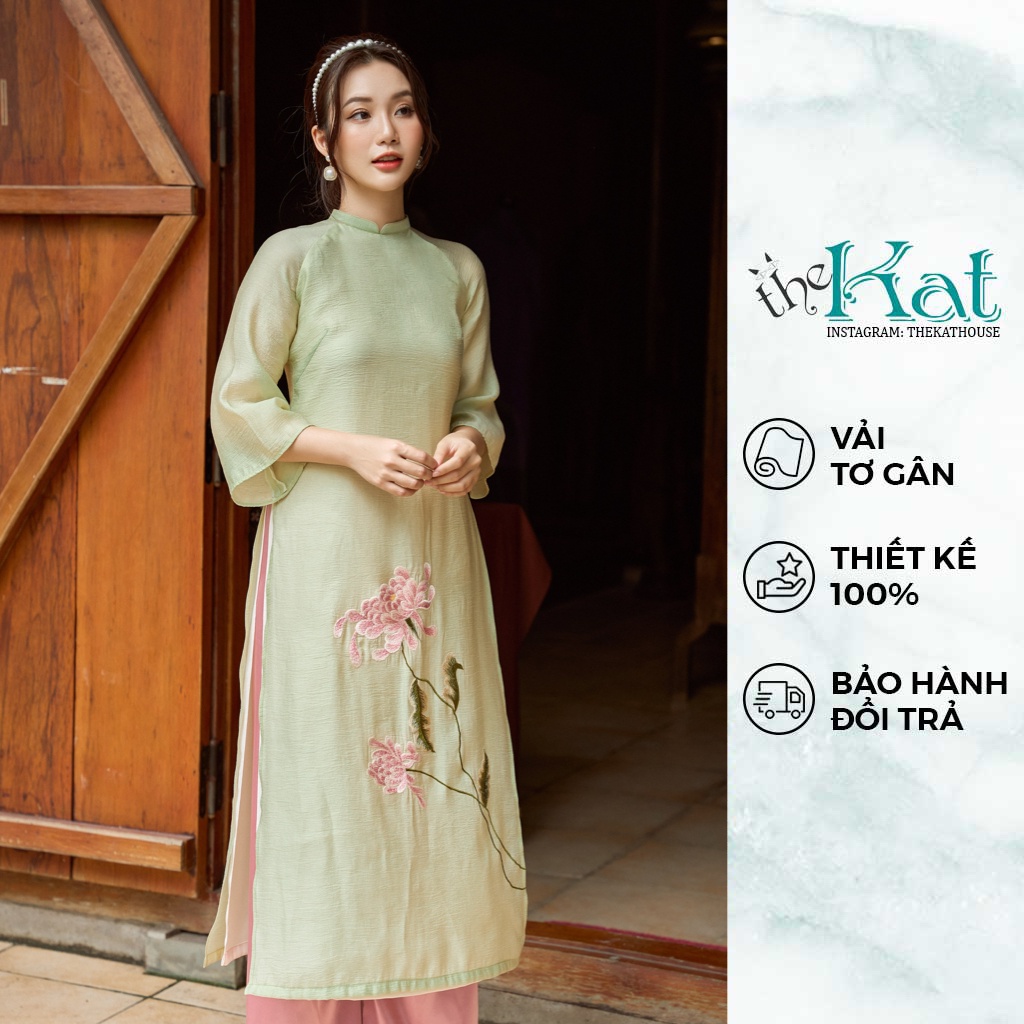 Áo dài Ninh Vân The Kat House, BST Tết, mặc tết cực đẹp, thanh lịch, nhẹ nhàng, xinh xắn (không kèm quần)