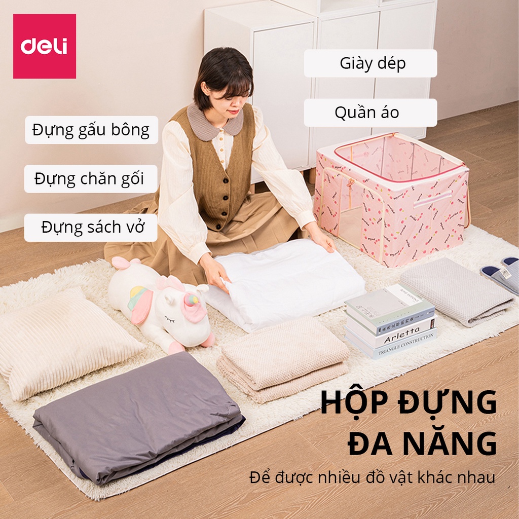 Túi Đựng Quần Áo Khung thép cỡ lớn 66L DELI Vải Oxford Chịu Lực tốt Có Thể Gấp Gọn tiết kiệm không gian Hộp đựng đa năng
