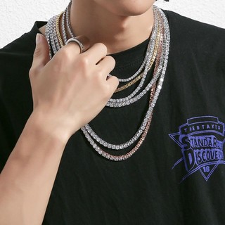 Vòng Cổ Hip Hop Đính Kim Cương Toàn Bộ Bóng Chuyền Tennis Bóng Chuyền Âu Mỹ Rap Cho Nam ins