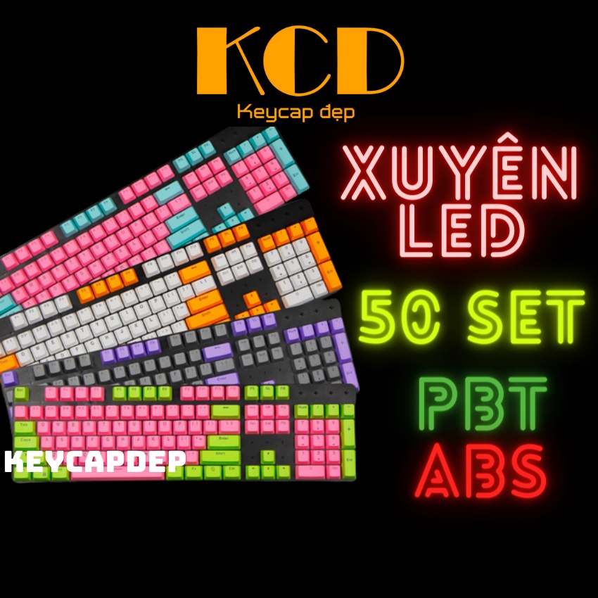 Bộ Keycap Xuyên Led (50 Mẫu), Double Shot, Mix 2 Màu, Keycaps Đẹp | Kit