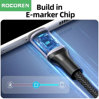Cáp sạc nhanh Rocoren 240W USB Type C sang USB C PD 3.1 100W 5A Cáp sạc nhanh USBC Dây 2M cho MacBook Pro Laptop Xiaomi