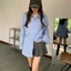 Áo sơ mi SUXI dáng rộng màu trơn có khóa kéo đôi phong cách Hàn Quốc thời trang xuân thu cho nữ