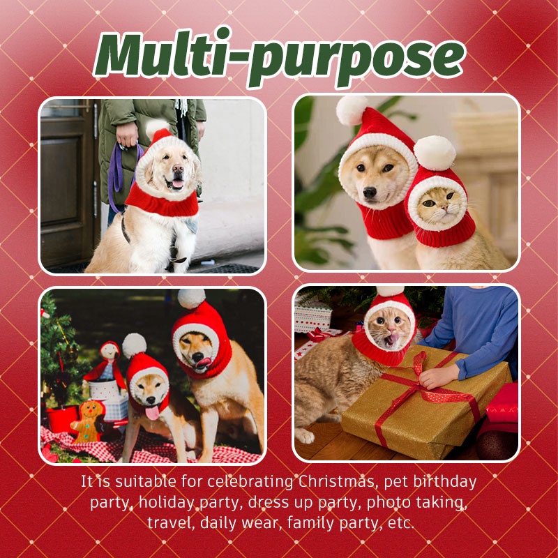 HamshMoc Mềm Cho Thú Cưng Giáng Sinh Mũ Dệt Kim Chó Santa Mũ Thú Cưng Với Pompon Trang Phục Thú Cưng Dễ Thương Ông Già Noel Trang Phục Cho Chó Nhỏ Mèo Con Đồ Dùng Giáng Sinh