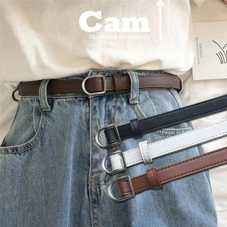 Thắt lưng nam nữ thắt lưng đai váy KHÔNG CẦN BẤM LỖ da đẹp  mặt bạc hình thoi - dây nịt hình thoi bản nhỏ Camcam