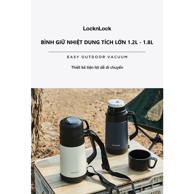 Bình giữ nhiệt LocknLock cỡ đại LHC1484 1,2L Màu Xanh Navy - có quai xách, nắp làm cốc nước - K-MALL