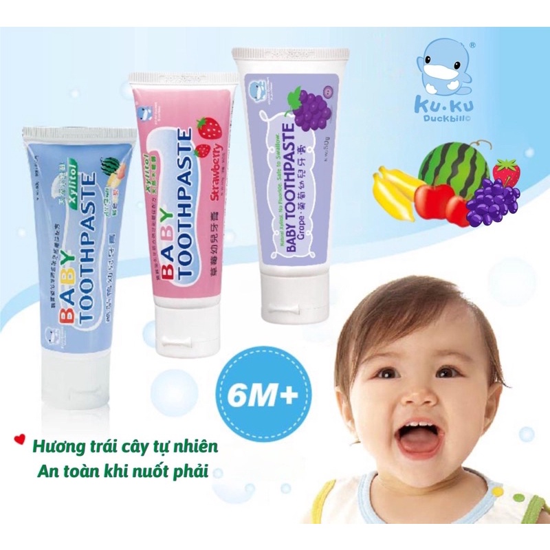 Ảnh Kem đánh răng trẻ em Ku.Ku Duckbill cho bé trên 6 tháng KU1052, KU1087, KU1099 (tuýp 50g) 2