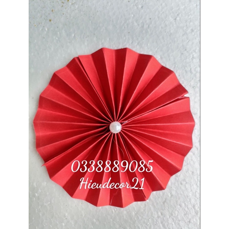 Quạt giấy tròn đính ngọc nhiều màu làm phụ kiện trang trí oản tài lộc, giỏ hoa, giỏ quà, tháp bánh siêu đẹp