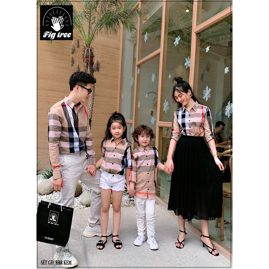 Đồng Phục Gia Đình Fig Tree Caro Kem Siêu Xinh Đi Tiệc, Chơi Tết, Hàng Thiết Kế Nhiều Size