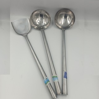 Bộ 3 muôi múc,muôi lẩu,xẻng chiên xào công nghiệp inox cao cấp