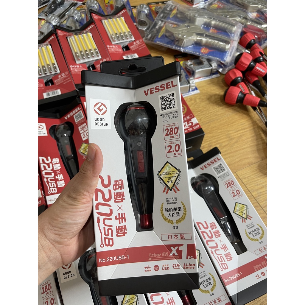 [Hàng nội địa có hóa đơn]Tô vít điện chạy pin Vessel No.220USB-1/ No ...
