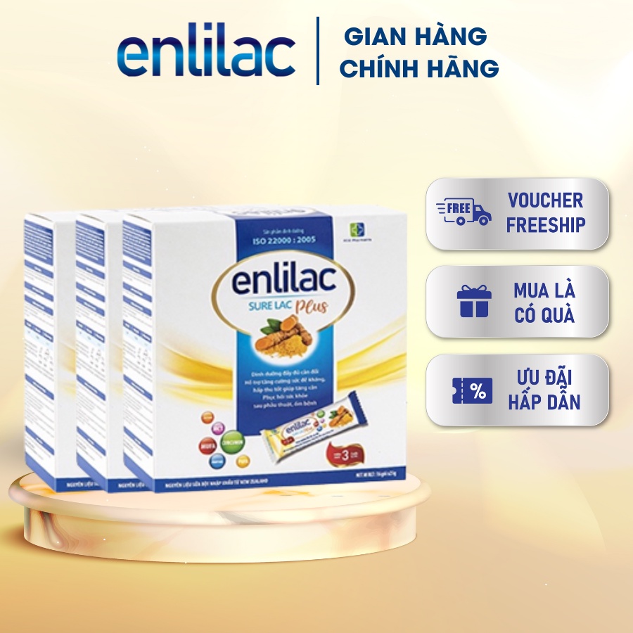 Sữa bột Enlilac SureLac Plus 3 lon 400gr giúp tăng đề kháng, nhanh chóng phục hồi sức khỏe cho người lớn