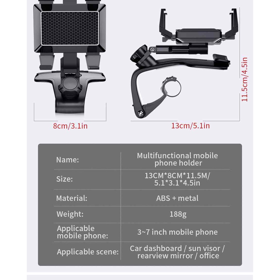 SEAMETAL Giá Đỡ Điện Thoại Gắn Bảng Điều Khiển Xe Hơi Bằng Kim Loại Biển Số 720° Giá Đỡ Điện Thoại Có Thể Xoay Được Tiện Dụng