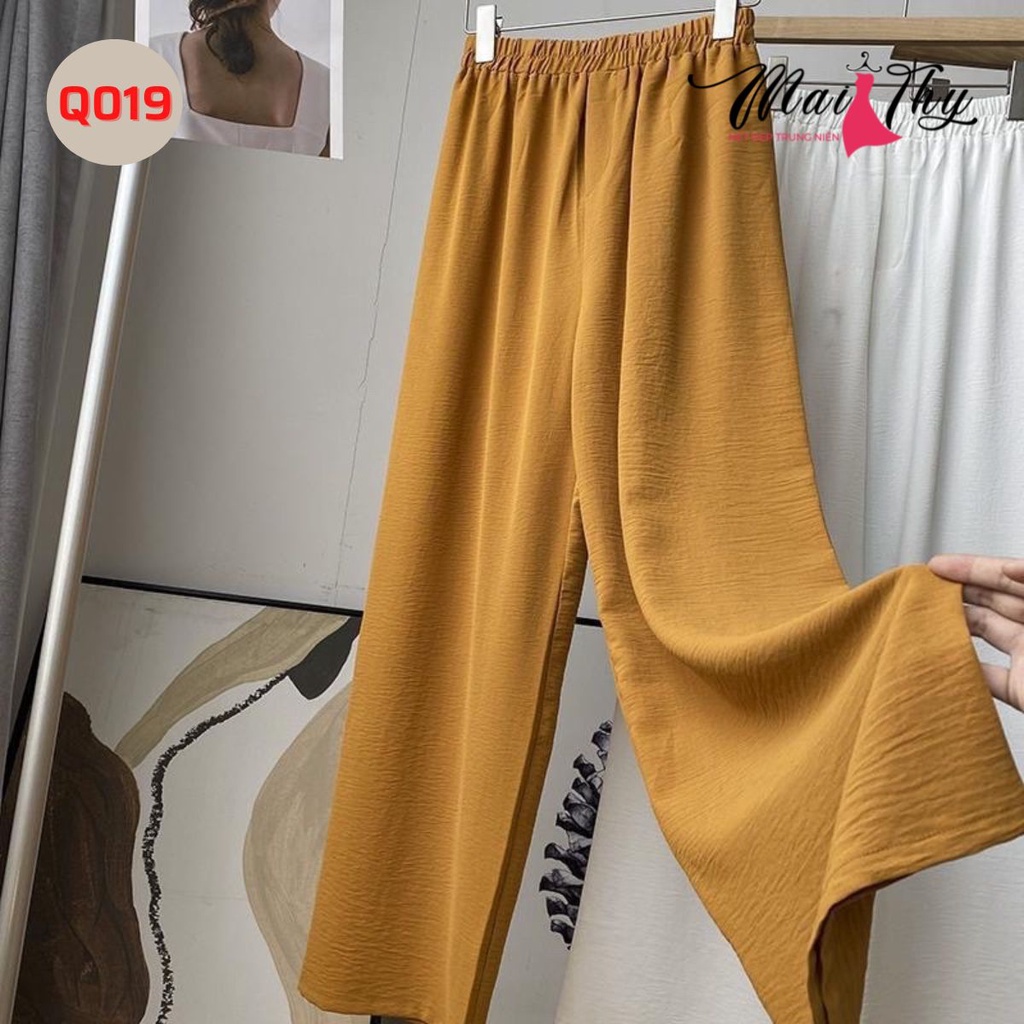 Ảnh Quần Ống Suông MAI THY Q019, Mẫu Trung Niên Nữ Bigsize Chất Đũi Lưng Thun Cao Cấp | Thời Trang Trung Niên U40 2