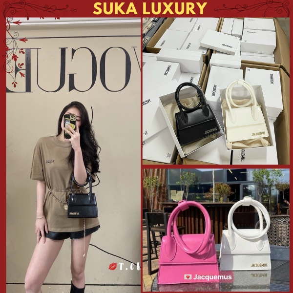 Túi jacquemus size 20 có quai cầm và kèm dây đeo chéo full box chuẩn