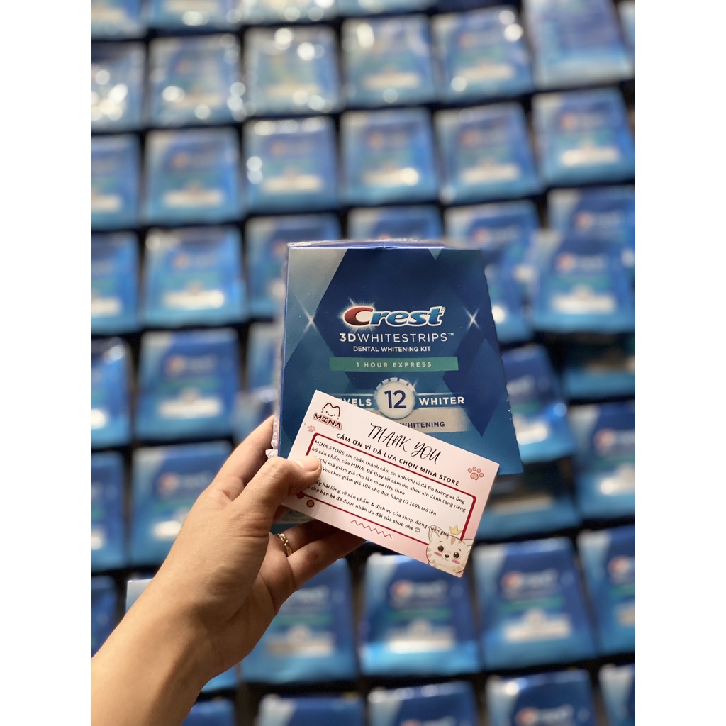 Miếng dán trắng răng Crest 3D White 1 Hour Express - Làm trắng răng cấp tốc nhanh chóng bền màu