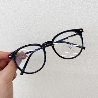 Gọng kính cận nữ nam cao cấp mắt tròn ngố kính giả cận phong cách Hàn Quốc chống tia UV và ánh sáng xanh HANASO 132