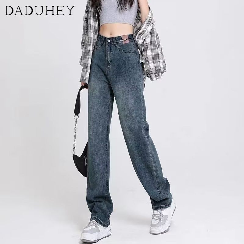 Ảnh DaDuHey Quần jean lưng cao dáng rộng phong cách retro thời trang Hàn Quốc cá tính cho nữ 3