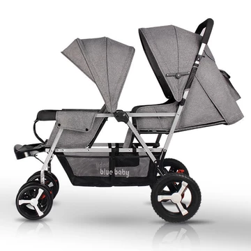 Xe đẩy em bé đôi xe đẩy nằm hai người ngồi trước và sau xe đẩy em bé lớn hai trẻ em-Xe đẩy đôi/Xe đẩy đôi