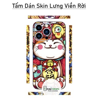 Tấm dán Skin Mặt Sau Mèo Thần Tài M07 FULL VIỀN Dành Cho 14prm,13prm , 12prm , 11prm , ip11 , ip12 , ip13 - FukiShop