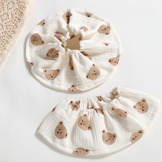 Yếm ăn dặm cổ tròn chính hàng Mily vải xô muslin.