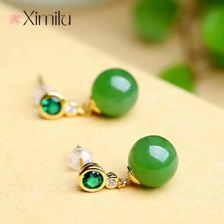 ❤ Mạ Đơn Giản Vàng 24K Tự Nhiên Hoa Cúc Tròn Hạt Bông Tai Nữ Retro Trang Sức