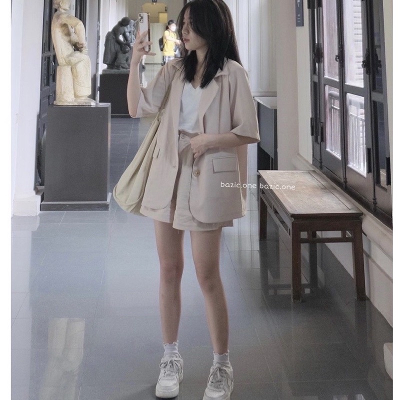 set blazer cộc tay quần short ( kèm ảnh cận chất)