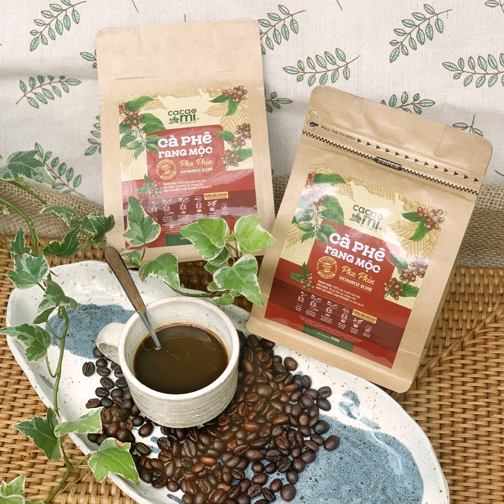 Ảnh Cà phê nguyên chất rang mộc Cacao Mi blend Robusta Arabica đậm đà cafe pha phin thơm ngon 15g-250g 3