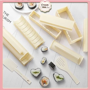Bộ 10 Khuôn Làm Cơm Cuộn Lá Rong Biển Kimbap - Dụng Cụ Làm Sushi Nhựa Cao Cấp Hình Tim,Tròn,Chữ Nhật