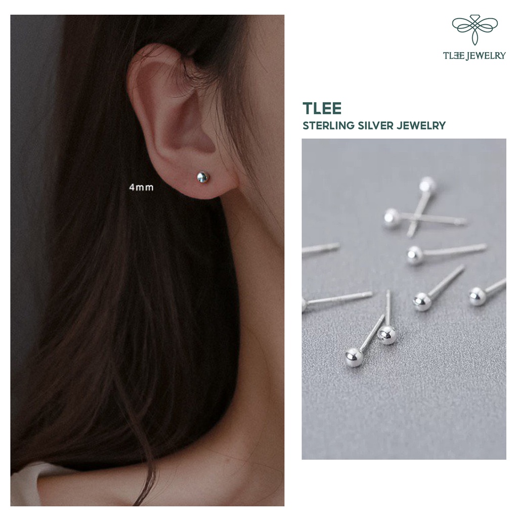 Ảnh Khuyên tai bạc unisex TLEE bi minidot basic cá tính TLEE JEWELRY B0207 2