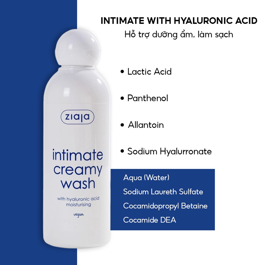 Mô tả Dung Dịch Vệ Sinh Phụ Nữ Intimate With Hyaluronic Acid ZIAJA Giúp Cân Bằng pH, Dưỡng Ẩm, Làm Sạch 200ml - 4