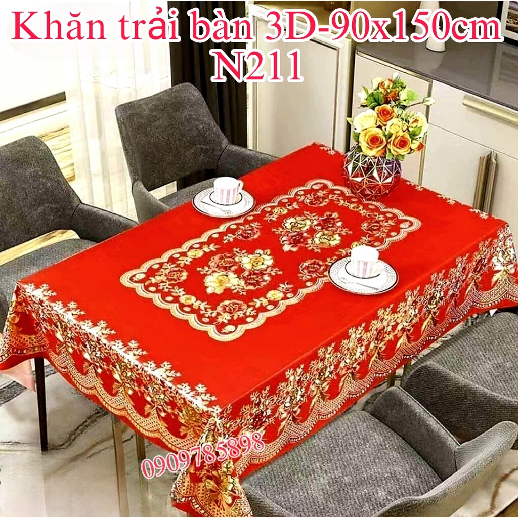 Khăn Trải Bàn 3d In Nổi 90cmx150cm Sang Trọng Không Thấm Nước Chống