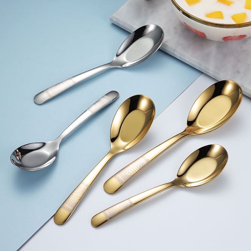 Muỗng thìa cơm phở súp chữ Phúc inox SU304 cao cấp - T189