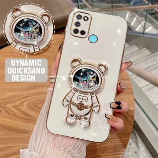 ốp lưng Realme 7i Realme c17 Ốp Điện Thoại TPU silicone Mềm Mạ Điện 3D Có Giá Đỡ Hình Gấu Kim Tuyến Cho Realme 7i Realme c17
