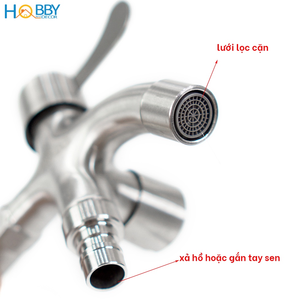 Củ sen lạnh 2 van xả đóng mở HOBBY Home Decor CS3 inox 304 ren 21